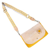 Cork Crossbody Bag with Interchangeable Charm – Natural & Yellow Vegan Shoulder Bagc