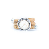 Handmade Cork Bracelet & Ring Set – Vintage Stone Inlay