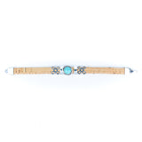 Handcrafted Natural Cork Bracelet & Earring Set – Eco-Chic Portuguese Design (Red, Turquoise & White)