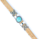 Handcrafted Natural Cork Bracelet & Earring Set – Eco-Chic Portuguese Design (Red, Turquoise & White)