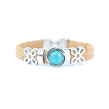 Handcrafted Natural Cork Bracelet & Earring Set – Eco-Chic Portuguese Design (Red, Turquoise & White)