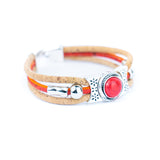 Handmade Cork Bracelet & Ring Set – Vintage Stone Inlay