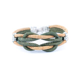 Handmade Braided Cork Bracelet – Natural & Color Mix