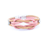 Handmade Braided Cork Bracelet – Natural & Color Mix
