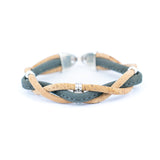 Hand-Woven Natural Cork Bracelet for Women – Cross-Design