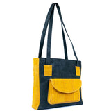 Cork Handbag for Women – Dual Tone Tote with Front Pocket