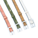 Slim Cork Belt Women - Silver Buckle Eco