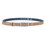 Slim Cork Belt Women - Silver Buckle Eco