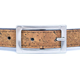 Slim Cork Belt Women - Silver Buckle Eco