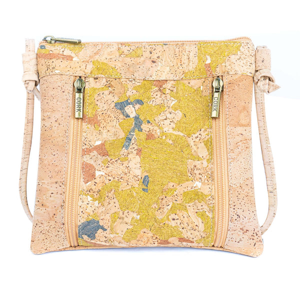 Cork Crossbody Bag with Dual Front Zippers – Vegan Lightweight Everyday Bag
