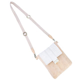 Natural Cork Crossbody Bag with White Flap & Cat Clasp
