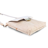 Natural Cork Crossbody Bag with White Flap & Cat Clasp