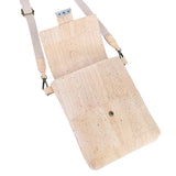 Natural Cork Crossbody Bag with White Flap & Cat Clasp