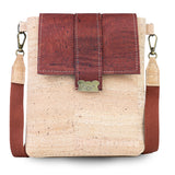 Natural Cork Crossbody Bag with Flap Closure
