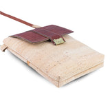 Natural Cork Crossbody Bag with Flap Closure