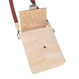 Natural Cork Crossbody Bag with Flap Closure