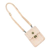 Cork Crossbody Phone Bag – Natural & Black Cork | Vintage Twist Lock