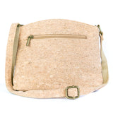 Three-Line Zipper Women’s Cork Crossbody Bag – Floral & Tile Pattern