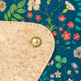 Three-Line Zipper Women’s Cork Crossbody Bag – Floral & Tile Pattern