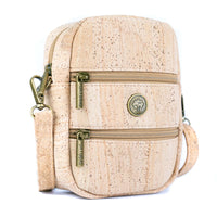 Cork Crossbody Phone Bag – Dual Zipper Vegan Sling Purse