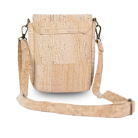 Natural Cork Crossbody Phone Bag with Vintage Turn Lock