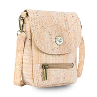 Natural Cork Crossbody Phone Bag with Vintage Turn Lock