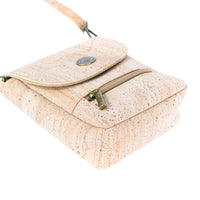 Natural Cork Crossbody Phone Bag with Vintage Turn Lock