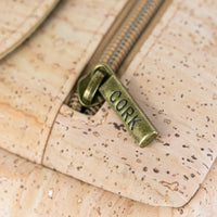 Natural Cork Crossbody Phone Bag with Vintage Turn Lock