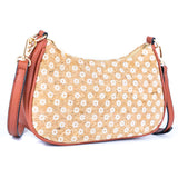 Bohemian Chic Printed Cork & Brown PU Leather Crossbody Bag BAG-2336-FGHI