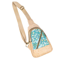 Cork Sling Bag with Printed Front Panel –-Lightweight Eco-Friendly Crossbody
