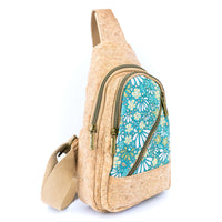 Cork Sling Bag with Printed Front Panel –-Lightweight Eco-Friendly Crossbody