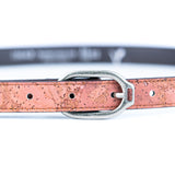 Women's Slim Cork Belt with Design Buckle  L-1117