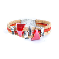 Geometric Ceramic Cork Bracelet | Handmade in Portugal   BR-476-MIX-5