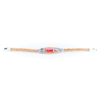 2mm Natural Cork Bracelet with Ceramic Long Beads – Handmade Eco-Friendly Accessory
