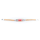 2mm Natural Cork Bracelet with Ceramic Long Beads – Handmade Eco-Friendly Accessory