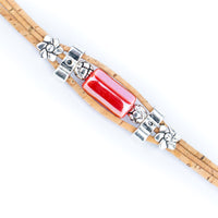 2mm Natural Cork Bracelet with Ceramic Long Beads – Handmade Eco-Friendly Accessory