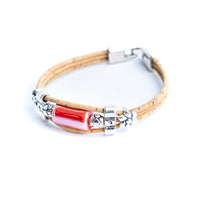 2mm Natural Cork Bracelet with Ceramic Long Beads – Handmade Eco-Friendly Accessory