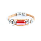 2mm Natural Cork Bracelet with Ceramic Long Beads – Handmade Eco-Friendly Accessory