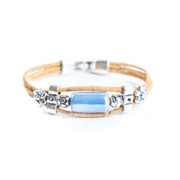 2mm Natural Cork Bracelet with Ceramic Long Beads – Handmade Eco-Friendly Accessory
