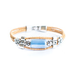 2mm Natural Cork Bracelet with Ceramic Long Beads – Handmade Eco-Friendly Accessory