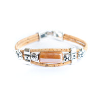 2mm Natural Cork Bracelet with Ceramic Long Beads – Handmade Eco-Friendly Accessory