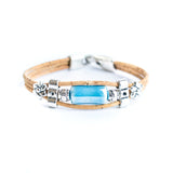2mm Natural Cork Bracelet with Ceramic Long Beads – Handmade Eco-Friendly Accessory