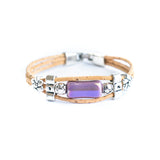 2mm Natural Cork Bracelet with Ceramic Long Beads – Handmade Eco-Friendly Accessory