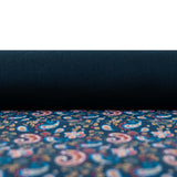 Dark Blue Paisley Cork Fabric – Sustainable Boho Material for Crafts & Design