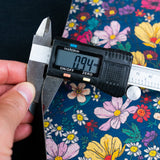 Dark Blue Floral Cork Fabric – Eco Luxury Textile for Handmade Creations