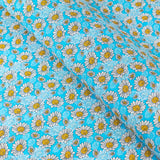 Blue Daisy Cork Fabric – Bright Floral Vegan Cork Material
