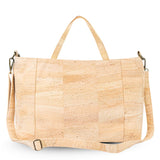 Natural Cork Handbag – Vegan Two-Tone Shoulder Bag with Front Pocket