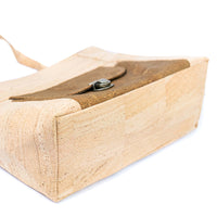 Natural Cork Handbag – Vegan Two-Tone Shoulder Bag with Front Pocket