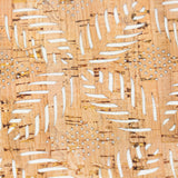Natural Cork Fabric with White Geometric Pattern – Vegan Designer Material