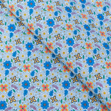 Blue Floral Cork Fabric – Sustainable Vegan Material for Bags, Crafts & Décor